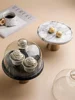 Marble Cake Pan Glass Cover Cake Stand Transparent Cover Golden High-foot Snack Counter Tray Kitchen Decoration Storage 3
