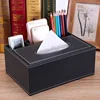Leather Tissue Box Cover Desk Makeup Cosmetic Organizer Remote Controller Phone Holder Home Office Tissue Paper Napkin Holde 6