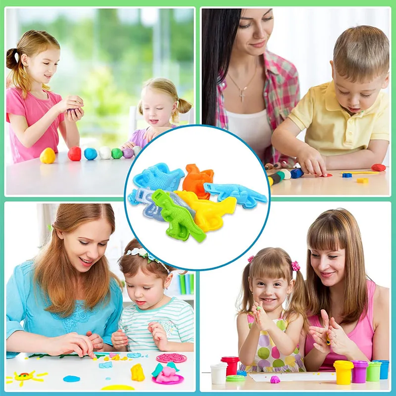 Cartoon Dinosaur World Dough Mold Set For Kids Play Dough Tools Plastic Molds Kits Children DIY Craft Toys Presents Party Favors