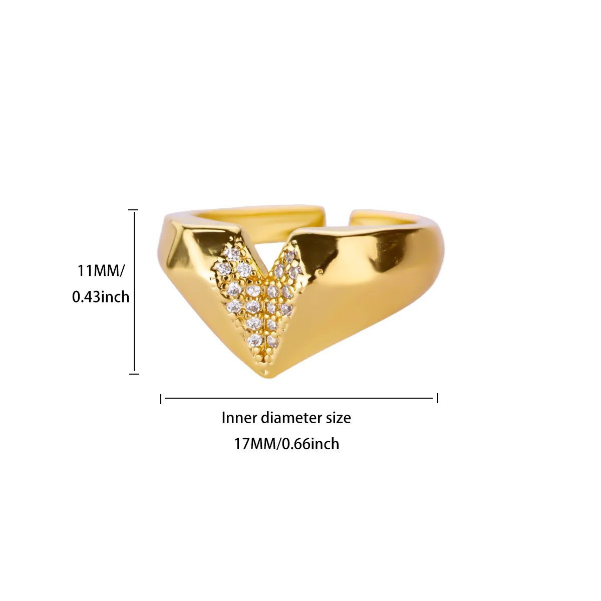 Zircon Jewelry Ring For Women Gold Stainless Steel