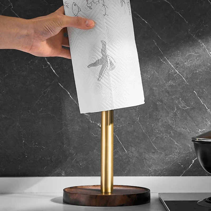 walnut towel holder desktop vertical rolling paper holder kitchen paper absorbent hanging shelf no punching paper towel paper tissue disposable paper towel