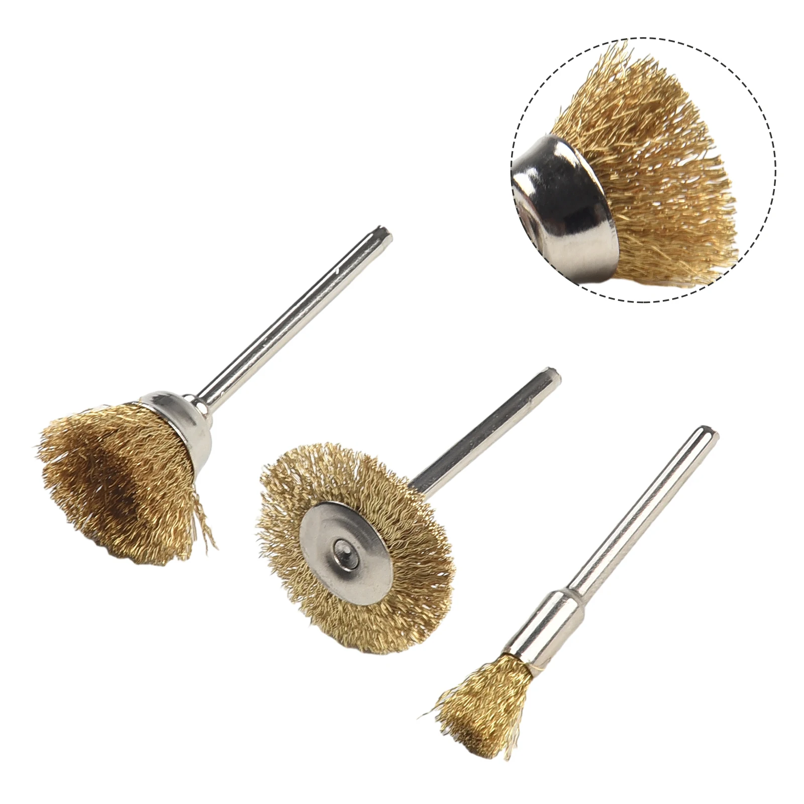 3 PCS Copper Wire Brushes Set For Metal Rust Removing Brush Polishing Tools For Rotary Grinder Power Tool Accessories valiantoin 1 8 air micro grinder 3mm pneumatic pencil die grinder 58000 rpm free speed polishing engraver kit pneumatic tool