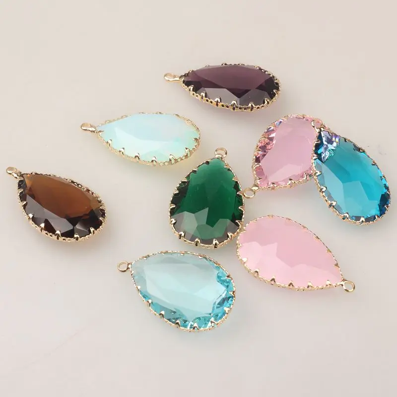 

Crystal Birthstones Water Drop Charms 21*35MM 6pcs/lot For Glass Living Memory Locket DIY Accessories