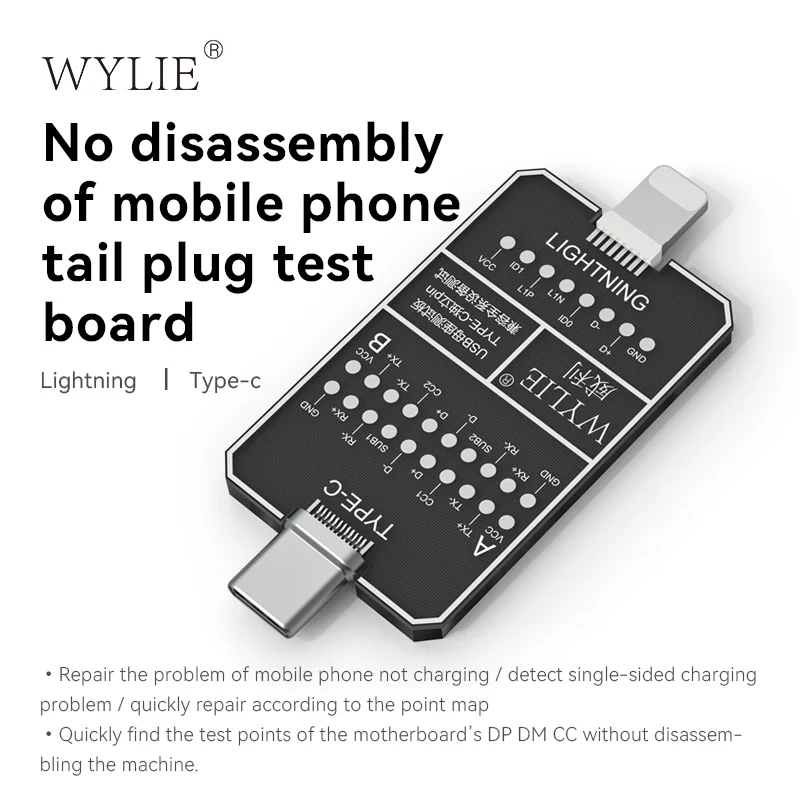 

WYLIE Detachable Mobile Phone Tail Plug Test Fast Charge Board For IPHONE Android Lightning TYPE-C No charging Fault Detection