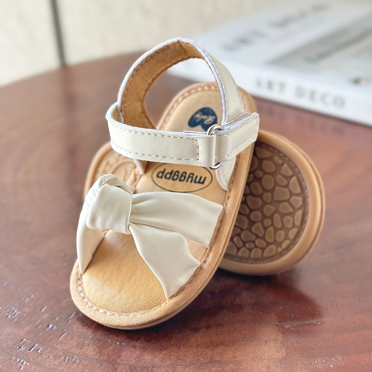 Infant Baby Girl Boy Sandals Comfort Premium Summer Outdoor Casual Beach Shoes with Flower Bowknot Anti Slip Rubber Sole Newborn 4