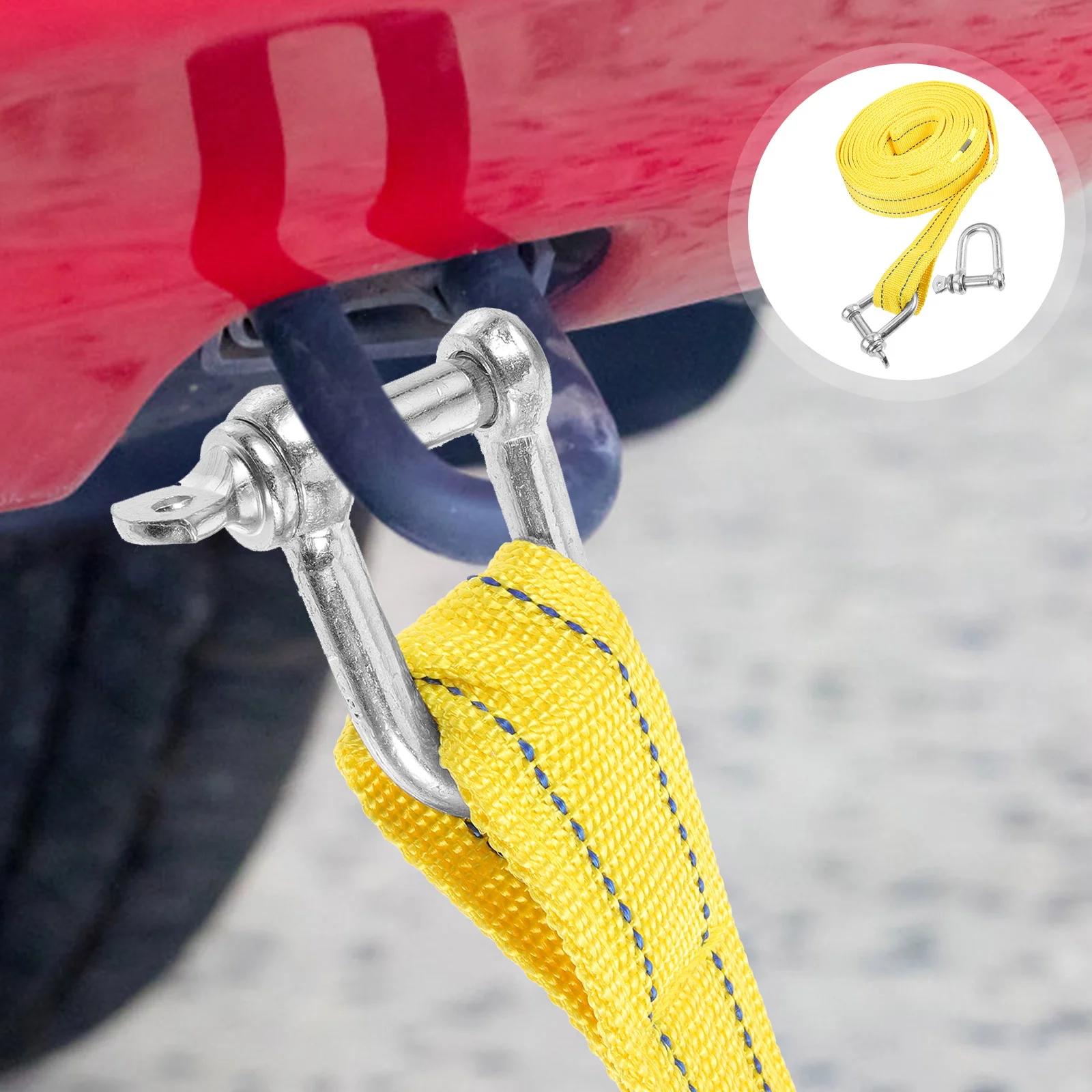 

Car Tow Rope Winch Ropes Vehicles Truck Pulling Straps Heavy Duty Towing Trailer Shackles