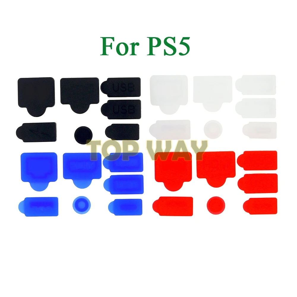 

50sets For PS5 Console Accessories Silicone Dust Plugs Set USB HDMI-Compatible Interface Anti-dust Cover Dustproof Plug