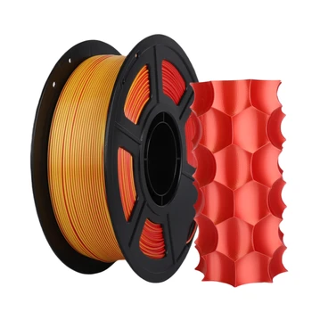 1kg Spool Dual Color Gradient 3D Printer Filament, 1.75mm Silk PLA, Golden & Red Color Changing Effect 1