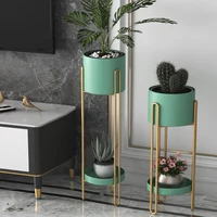 Nordic fashion light luxury gold plant stand green rose shelf 2