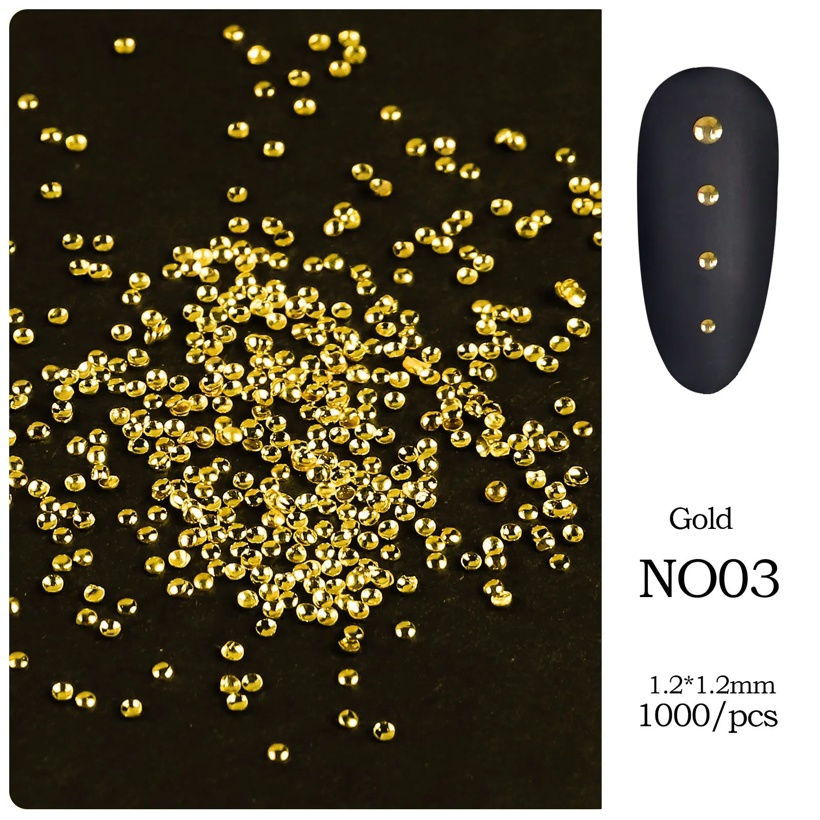 1000 Stück Mini-Metallnieten Nagelkunst-Dekorationsset Nagelnieten Kaviarperlen für 3D-Gel-Lack-Design Nagelkunst-Zubehör – Detail 7