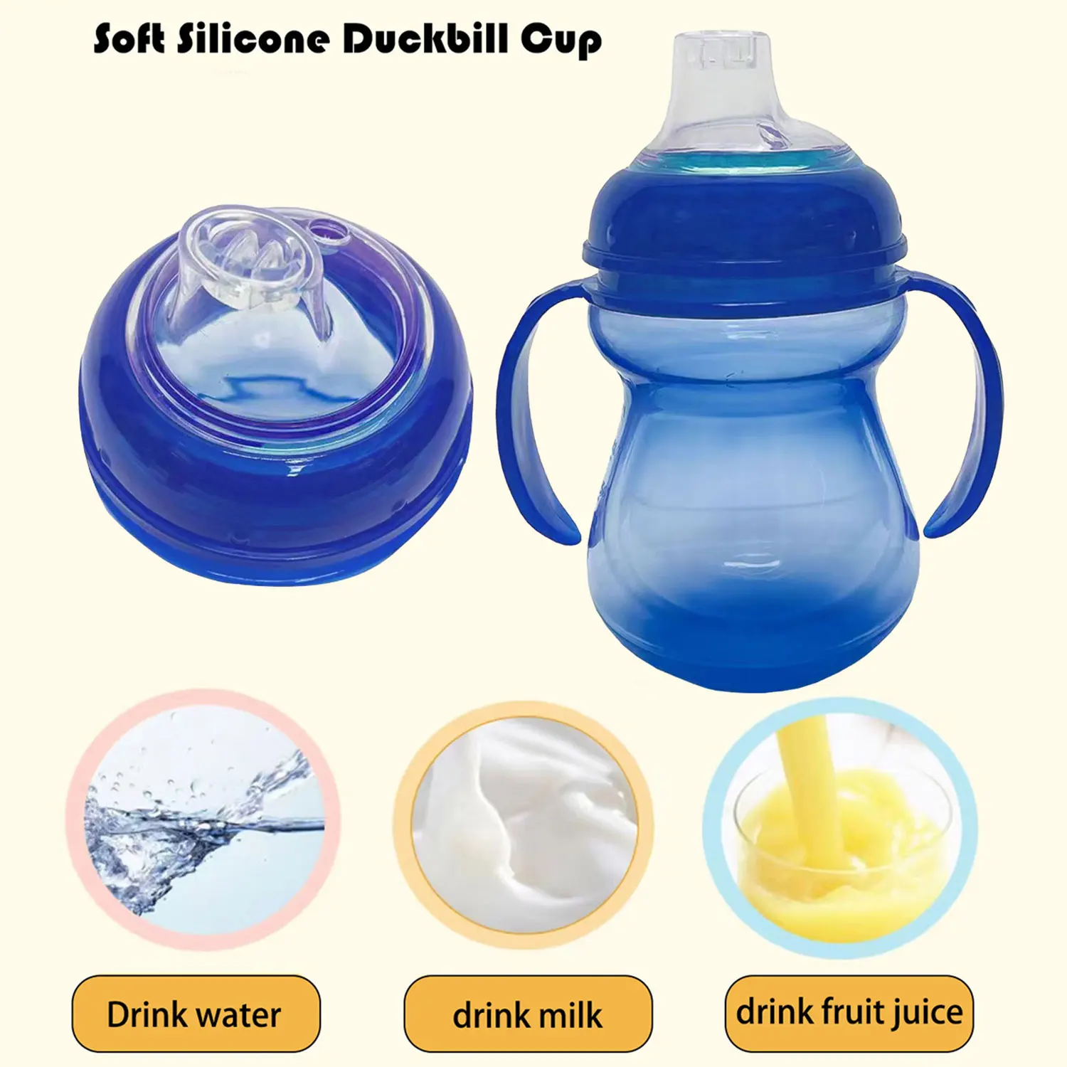 Silicone thick beak duckbill cup PP material 2-8 years old children's drinking cup heat-resistant drop-resistant light weight