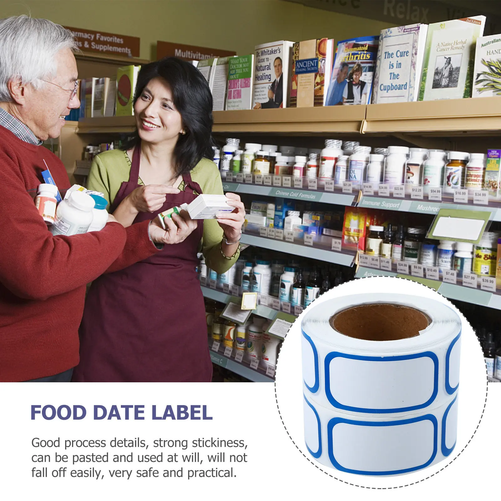 6 롤 식품 보관용 접착식 날짜 라벨 스티커 모유 날짜 표시 과일 라벨링 이동식 메시지 라벨 스티커 간편