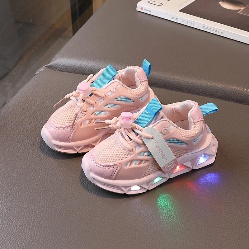 LED Baby Luminous Shoes Boys Glowing Children Sport Sneakers Kids Girls Anti-slip Toddler Mesh Shoes Led Flash Lights 1-6 Years