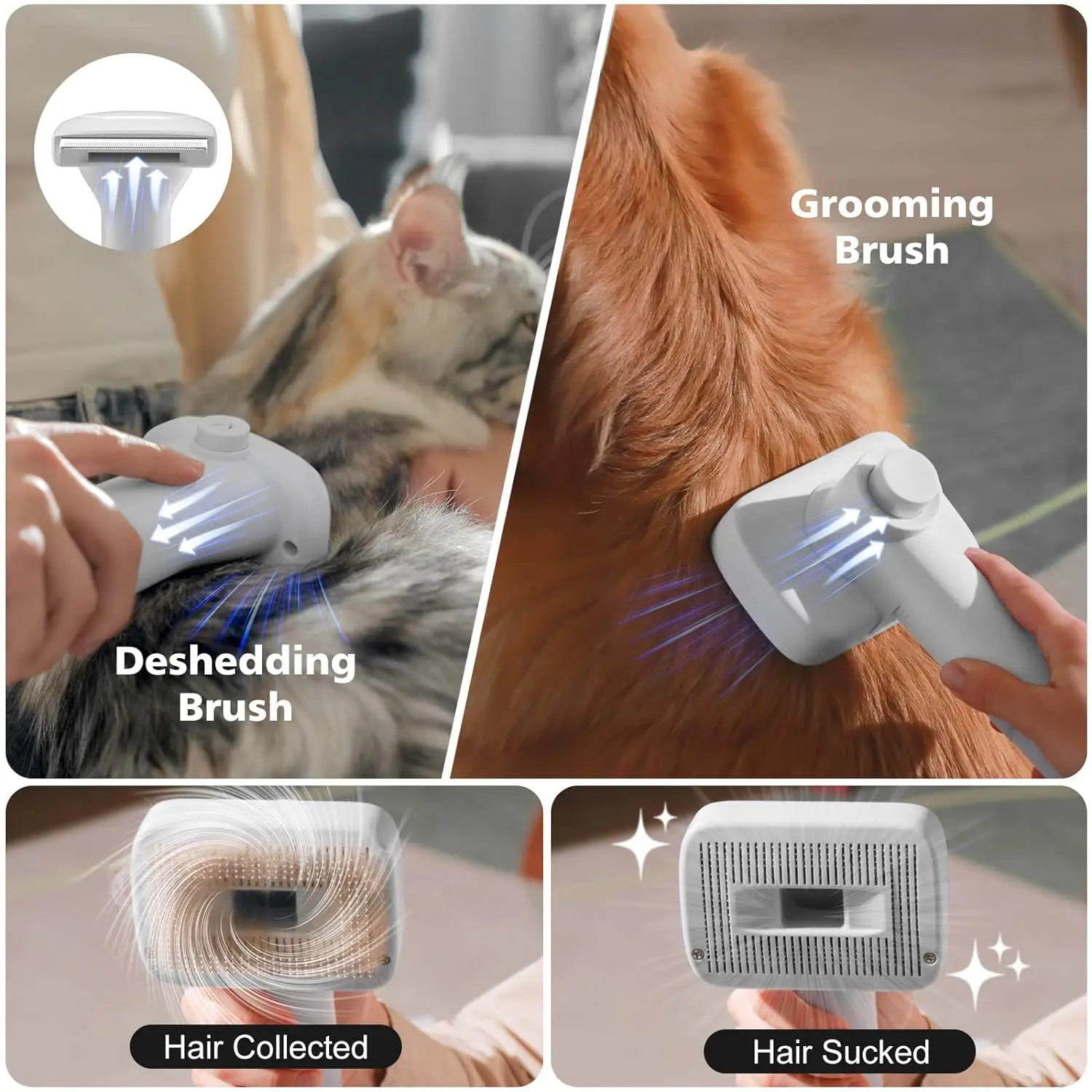 Dog Grooming Kit 6-in-1 Professional Pet Grooming Vacuum Picks up 99% Pet Hair 2.6L Hair Collection Cup for Trimming