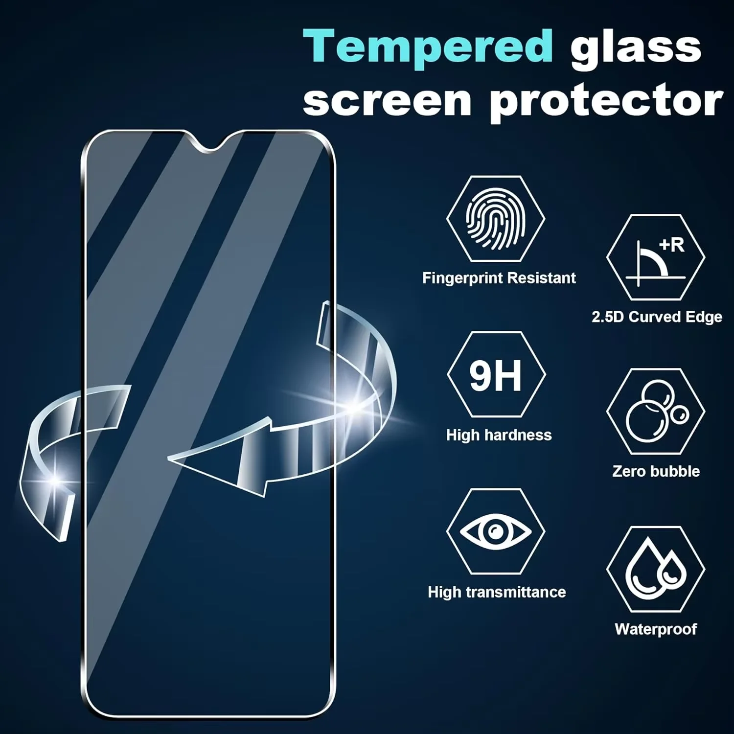 Premium Tempered Glass Screen Protector - 2 Pack, Crystal Clear Protection
