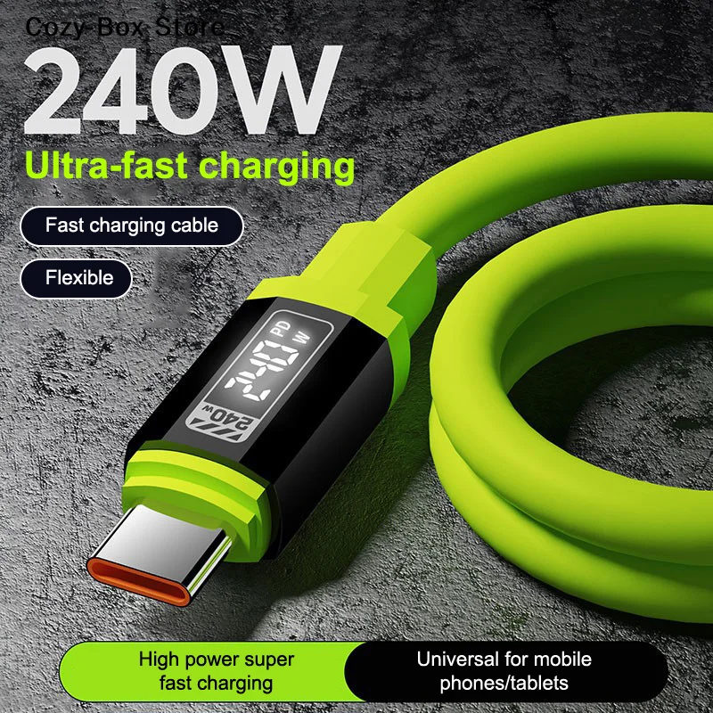 [ZY]1개 240W 고속 충전 충전기 USB C 케이블(전원 디스플레이 포함) 휴대폰용 C형 코드 1-2m[ZY]