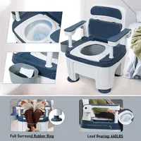 1Pc Bedside Commode with Handles Portable Toilet Chair Seat Height Adjustable Portable Adult Potty Toilet Load 882lb for Seniors 2