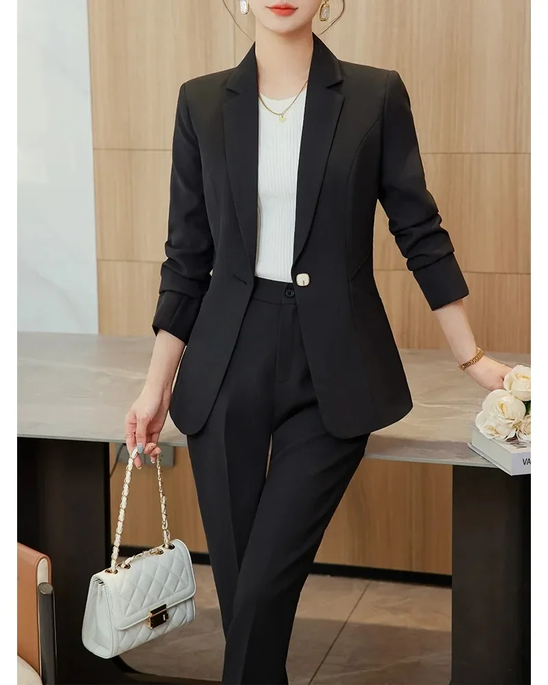 office-ladies-blazer-pant-suit-donna-donna-business-work-wear-giacca-e-pantaloni-verde-blu-albicocca-nero-formale-2-pezzi-set