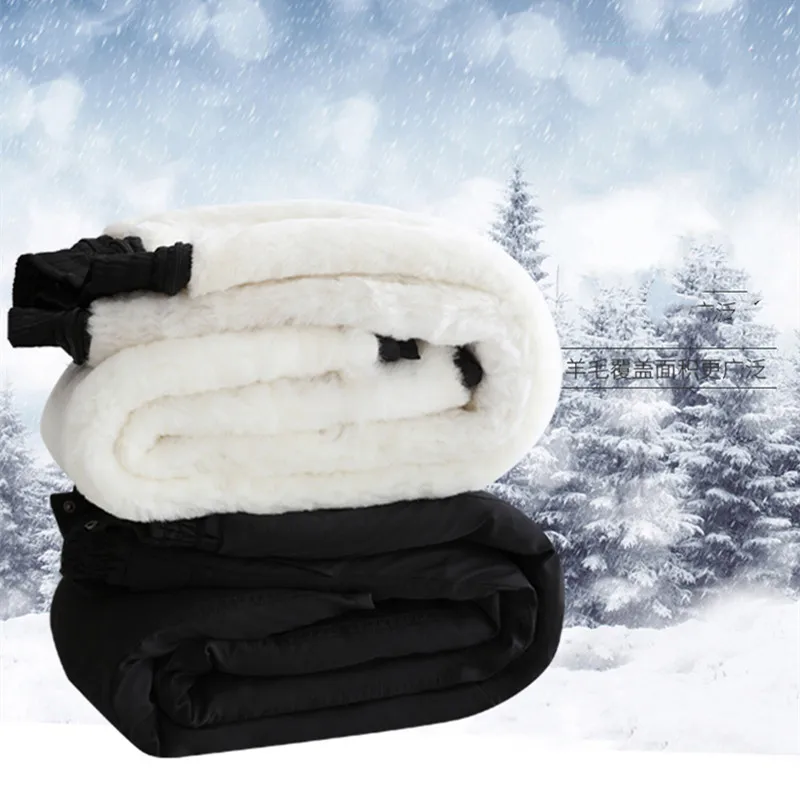 Winter Sheepskin Pants Men Women's Wool Trousers Leather Fur Integrated Thickened Cashmere Cotton Longs High Waisted Outdoor Ski