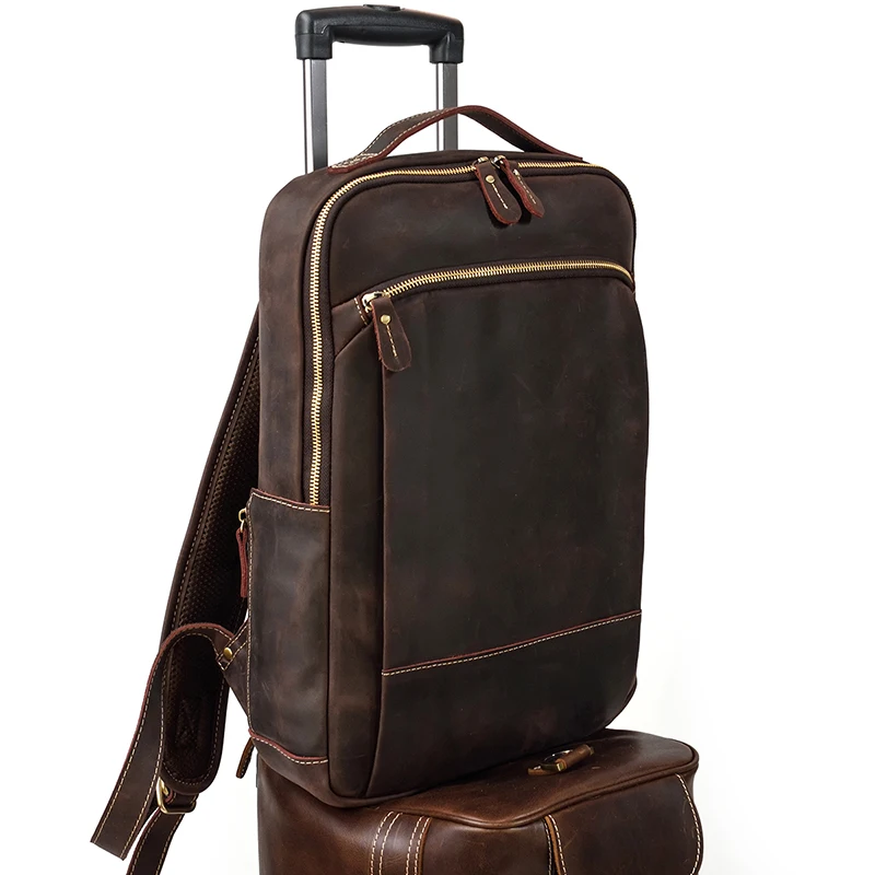 Womens Rustic Brown Leather Backpack Mens Purse