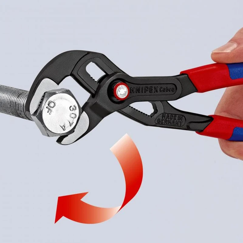 KNIPEX-87 21 250 코브라 퀵 세트 워터 펌프 플라이어, 10 인치 자동 잠금 없음, 미끄럼 방지 크롬 바나듐 전기 스틸 플라이어, 조절 가능
