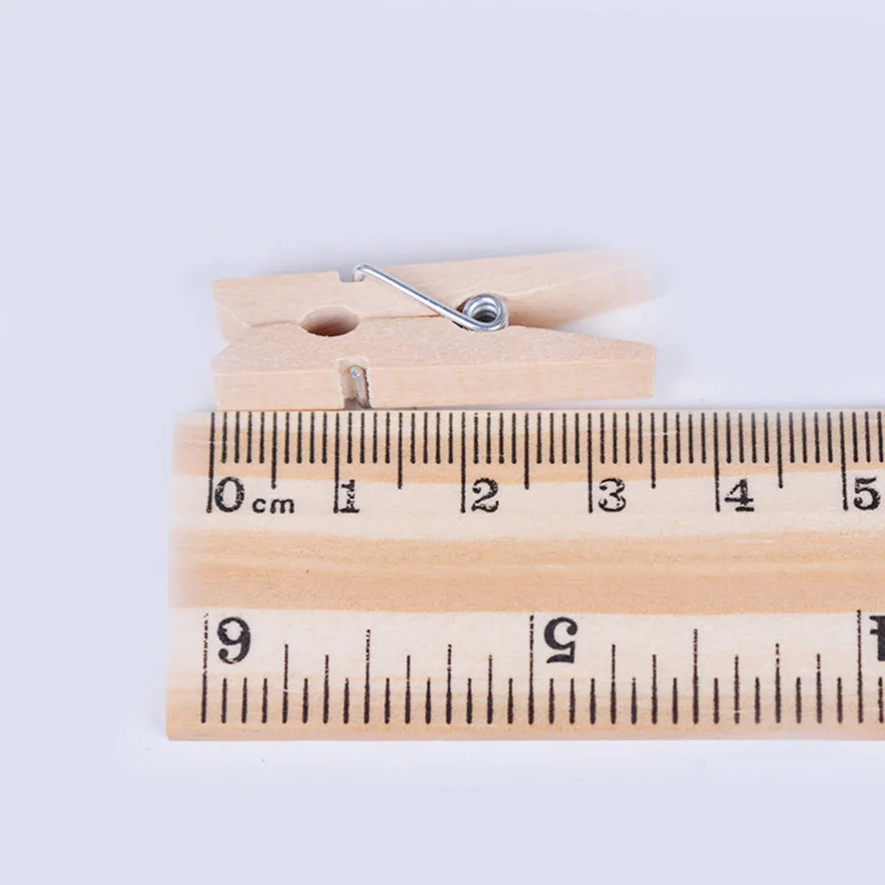 50 PCS 25mm Quality Mini Spring Wood Clips Clothes Photo Paper Peg