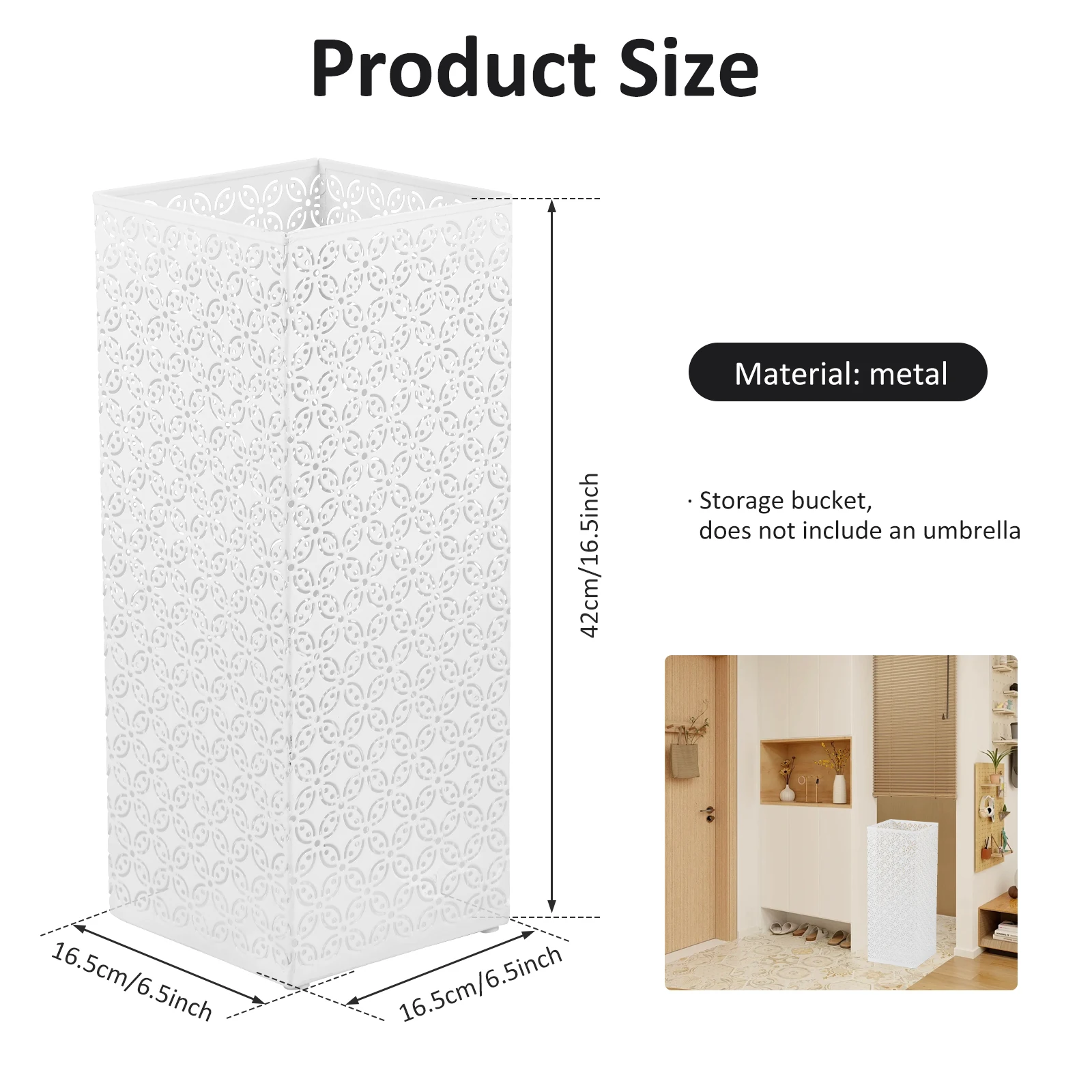 Metal Umbrella Stands Iron Umbrella Bucket Square Stand Standing Stand Bin With Drain Holes Home Supplies
