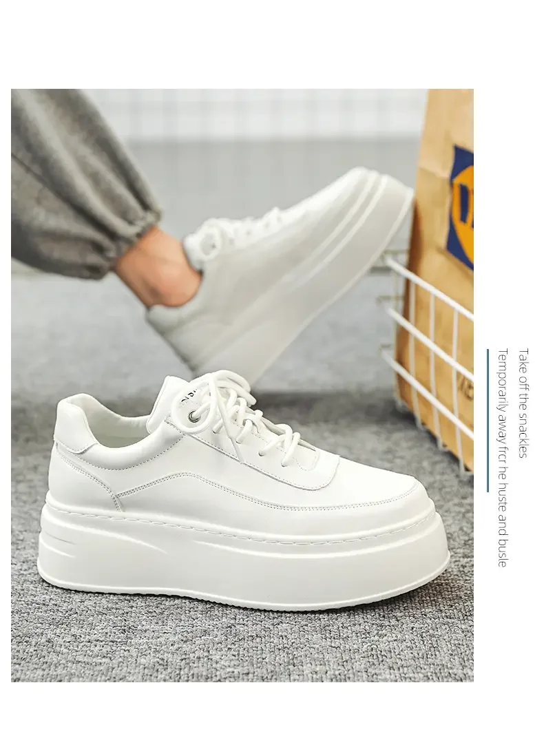 2024 Casual für Männer Laufschuhe Atmungs Dicken sohlen Sport Bord Weiße Schuhe Turnschuhe Komfortable Männer Training Plattform_voghion.com