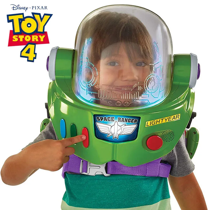 

Original Disney Cosplay Story Buzz Lightyear Space Ranger Armor with Jet Pack Wearing Helmet Weapon Set Sound Light Toys Gifts