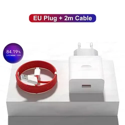High - Power 100W SuperVOOC Fast Wall Charger with 2M USB Type - C Cable - EU Charger 2m Cable