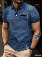 Nouveau en grande taille hommes sans DENIM 3D Golf Polo Simple affaires à manches courtes revers Polo quotidien fête vêtements pour hommes 5