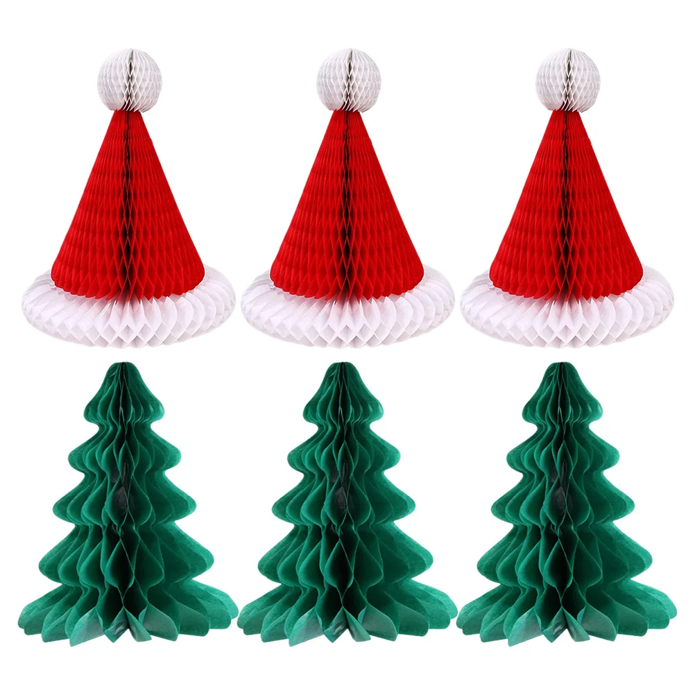 

6Pcs Creative Christmas Hats Decor Xmas Tree Adornments Party Supplies for Home