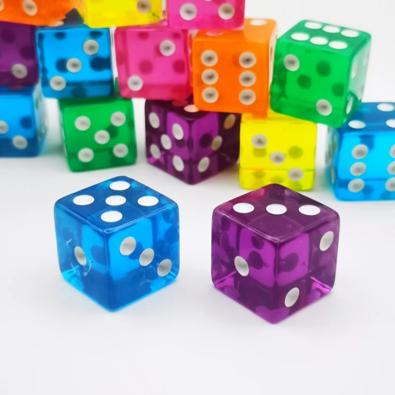 10Pcs/set 19mm Game Dice Square Corner Acrylic Cube Dice Not MIni Family Game Spanish For Fun Pub Toy