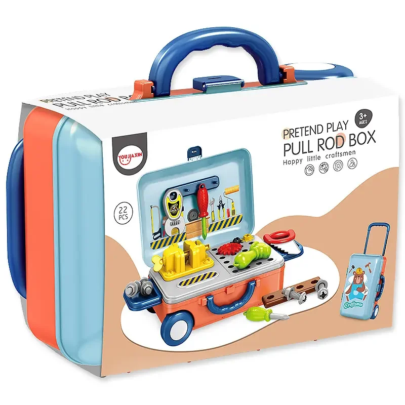 22 Pcs Plastic pretend engineer role play game 2 in 1 repair tool set toy kit tool set toy
