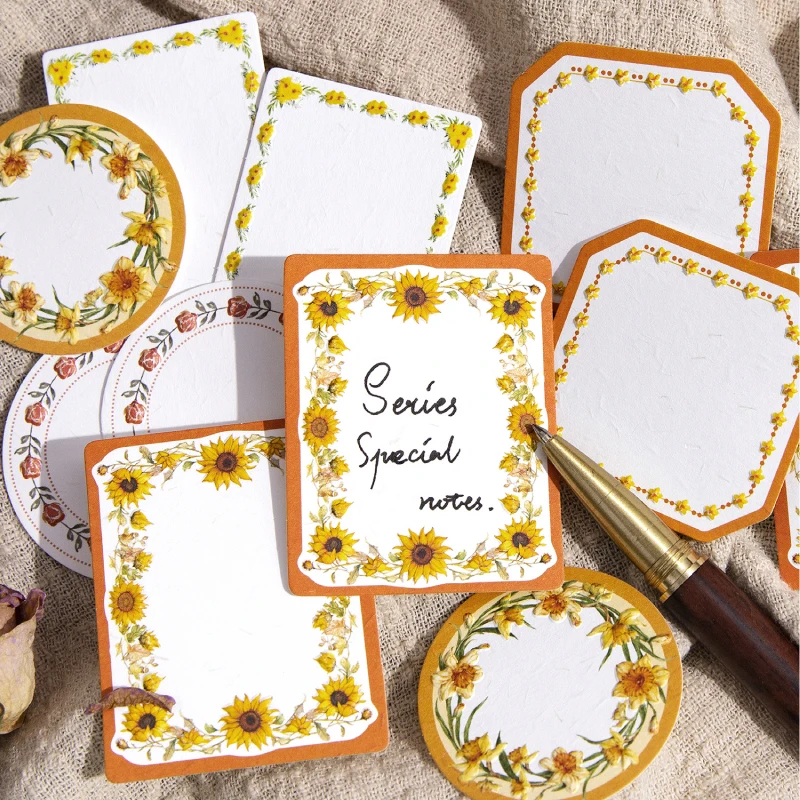 Journal GO 10pcs Memo Pads Material Paper Embossed Flower Boarder Paper Junk Journal Scrapbooking Cards Retro Background Decor 5