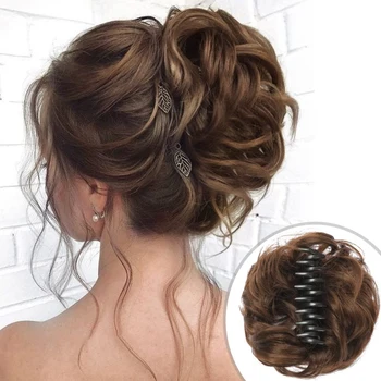 Chignon per capelli disordinati estensione per capelli Scrunchies ricci ondulati disordinati Chignon sintetici per le donne Updo posticci
