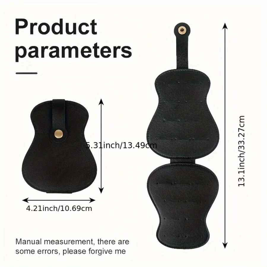 Premium Leather Guitar Pick Storage Bag - Stylish & Compact, Holds 18 Picks