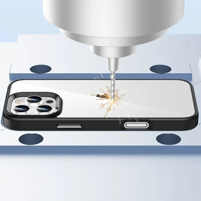 Luxury Transparent Phone Case with Metal Buttons - Desert Titanium Gold Cover