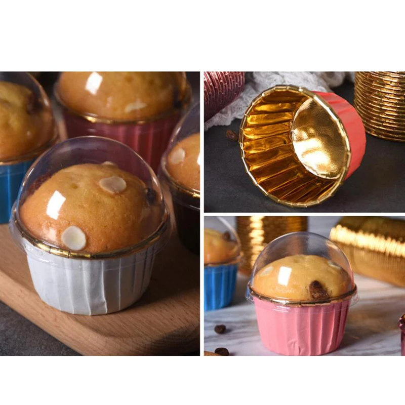 Cupcake Paper Cup Transparent Lid Cover pastry tools 50pcs for Baking Cups Muffin Paper Cup