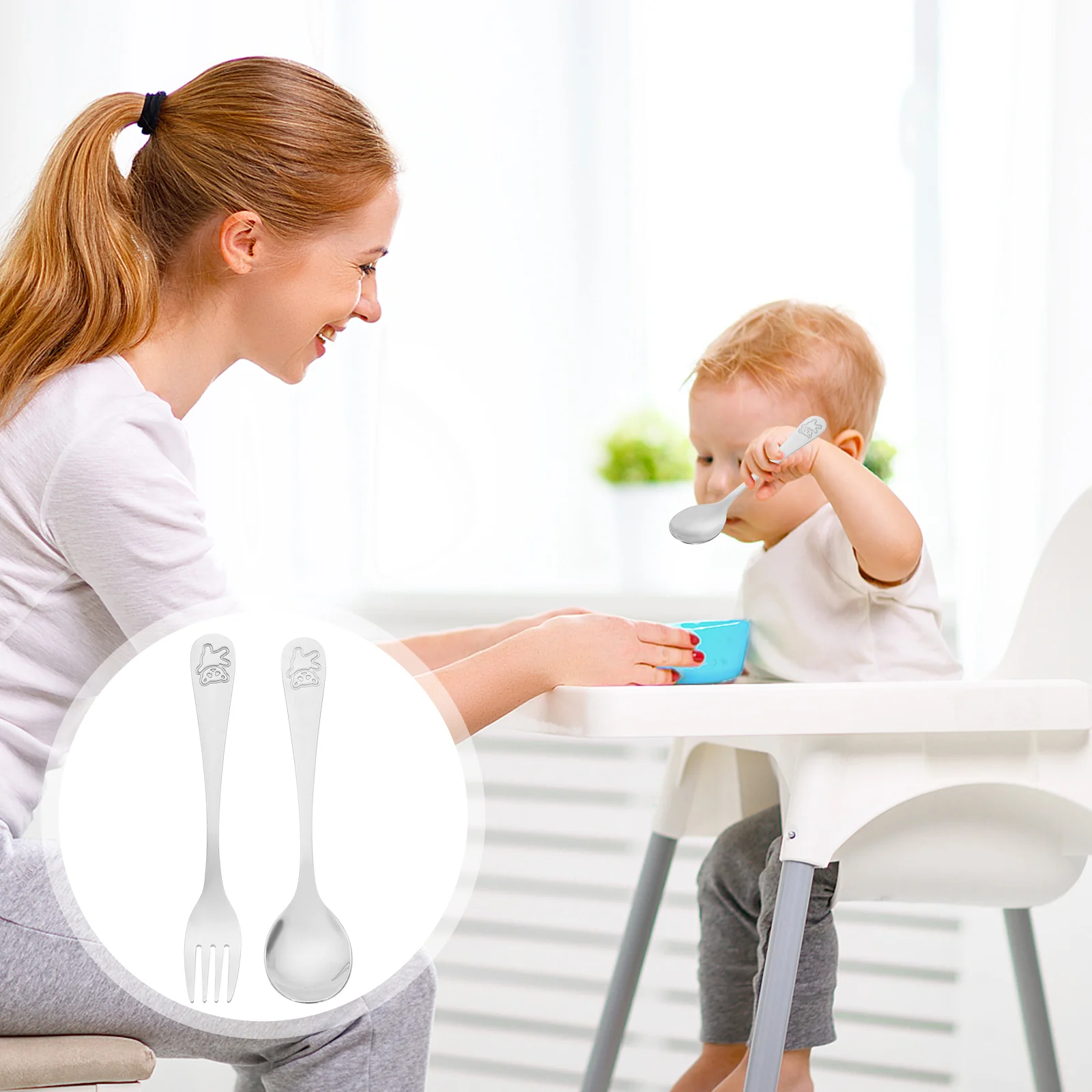 

3 комплекта детской посуды, детская ложка, вилка для малышей, детская ложка, вилка, металлическая ложка, вилка для дома