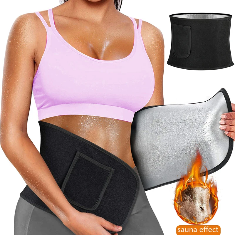 

Women Sauna Belt with Pocket Fitness Workout Slim Waist Cincher Body Shaper for Weight Loss Tummy Compression Wrap Waist Trainer