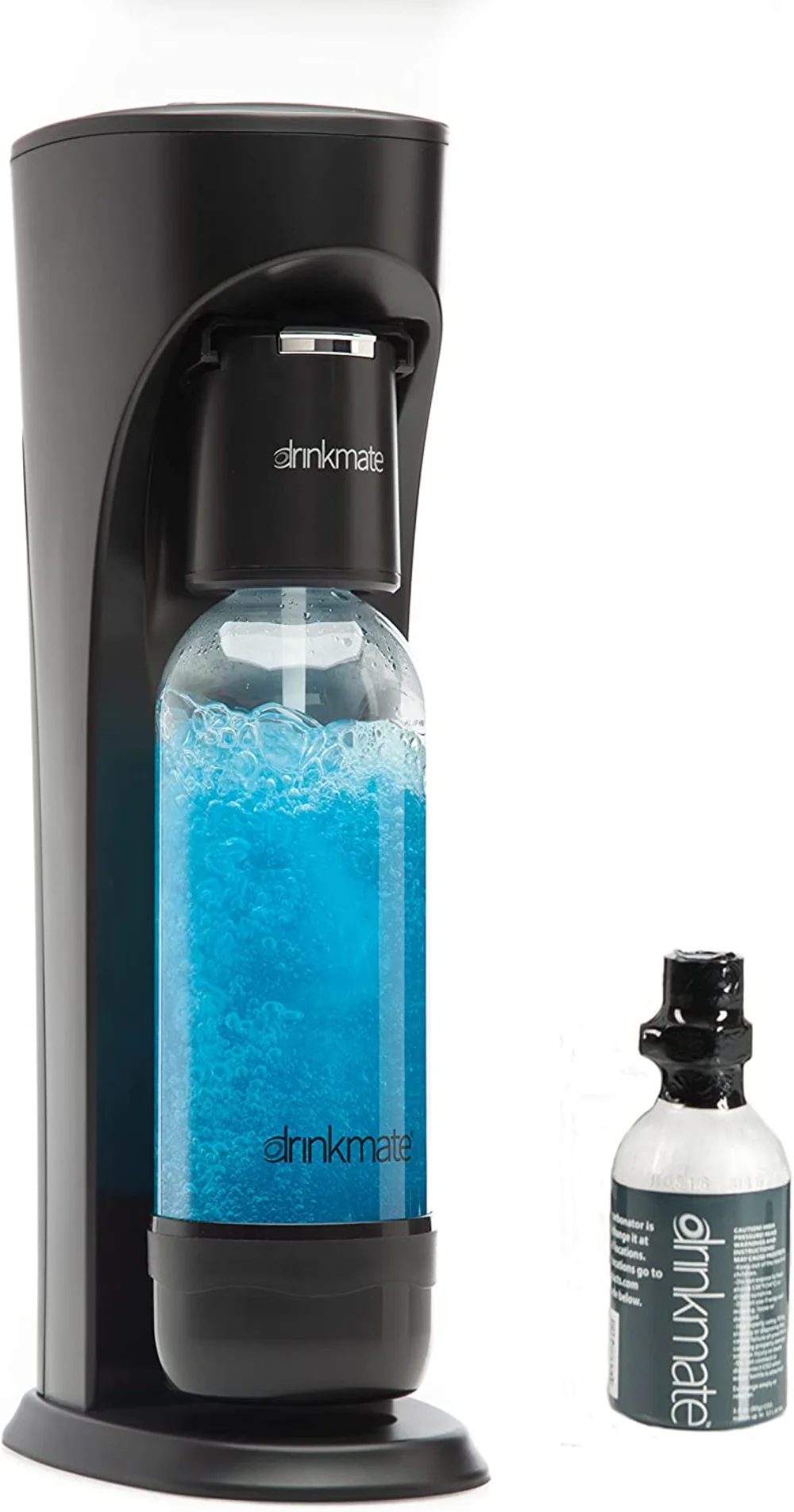 DrinkMate OmniFizz Sparkling Water and Soda Maker, Carbonates Any Drink, with 3 oz CO2 Test Cylinder (Matte Black) lemonda smart p30 1 28 inch full circle full touch smart watch air pump airbag type true blood pressure test body temperature heart rate measurement ip65 waterproof black leather