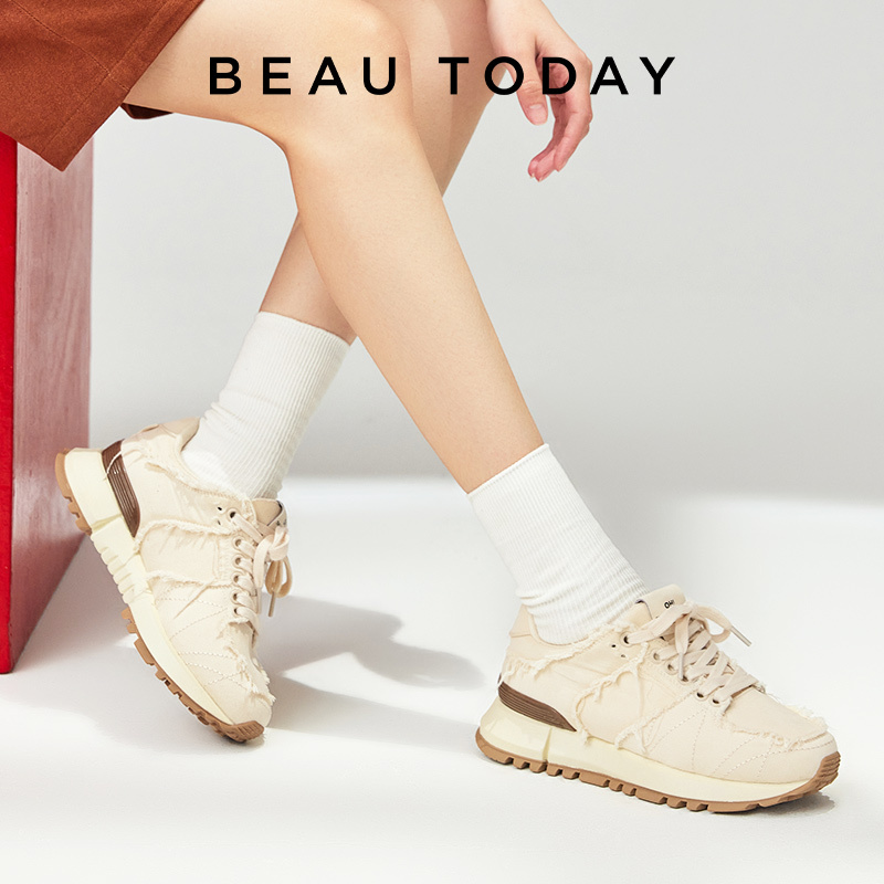 BEAUTODAY Casual Sneakers Women Suede Leather Trainer Shoes Patchwork Lace-Up Round Toe Platform Ladies Flats Handmade 29167