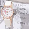 Gaiety 5PCS/Set Fashion Casual Women's Watch Pu Belt Quartz Watch Four Heart Dial Watch Daisy Bracelet Set Girl's Gift 5