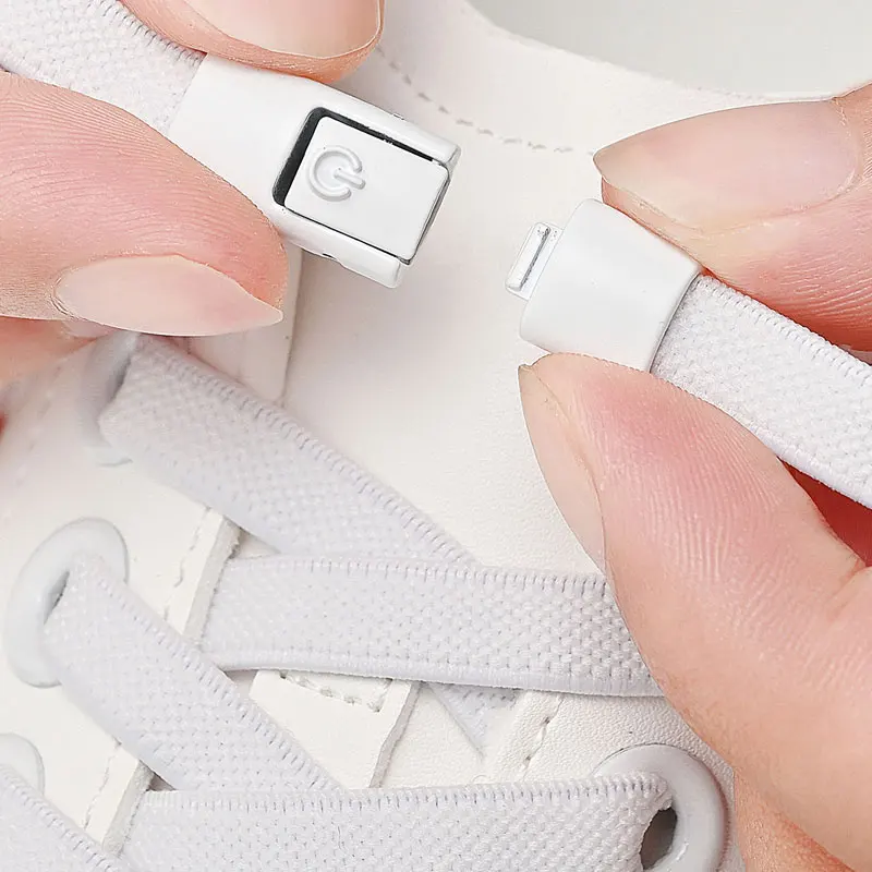 No Tie Shoe Laces Press Lock Shoelaces Without Ties Elastic Laces Locking Without Detachment 8mm Widened Flat Shoelace for Shoes