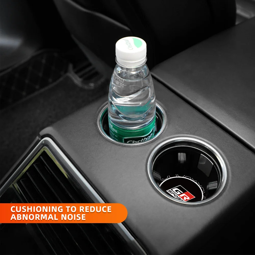 Silica Gel Car Coasters Anti-slip Pad 2PCS For Toyota GR GAZOO Racing GR-Sport Car-Styling Auto Anti-skid Cup-Holder Accessories