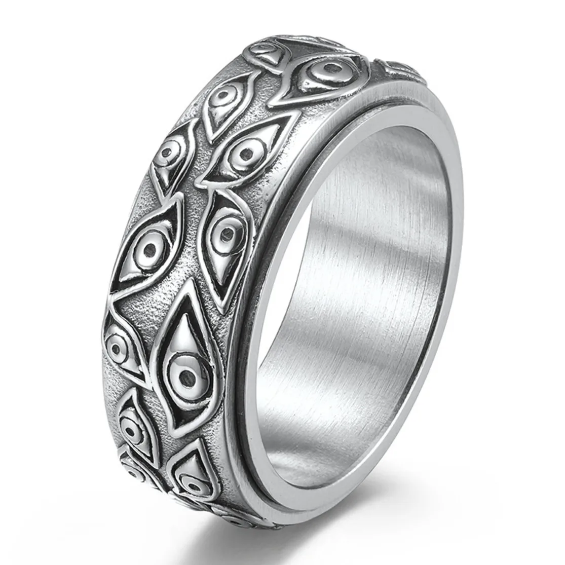 Eye Of God Titanium Rotating Rings For Women Men Ring Size 14