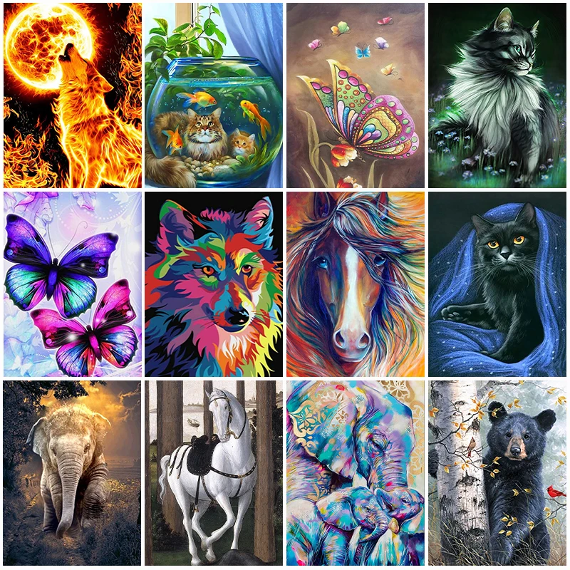 

5D Diamond Painting Embroidery Mosaic Art AnimalCross Stitch Kit Round Drill Elephant Cat Crafts Home Decor DIY Gifts