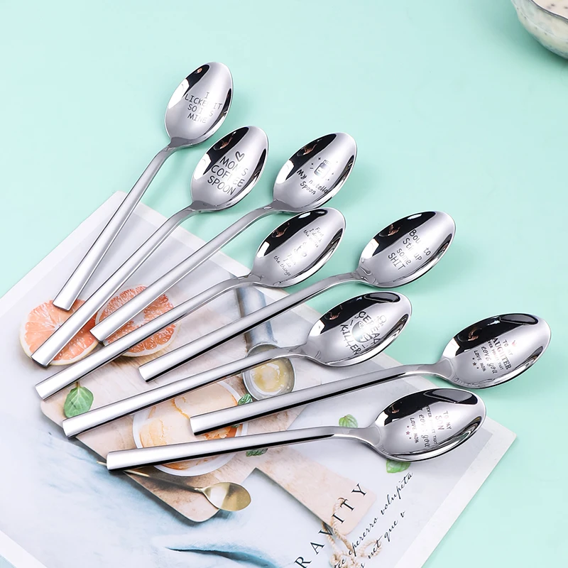 Stainless Steel Tableware Spoon for Christmas Coffee Dessert Tea Ice Cream Fruit 1Piece stainless steel spoon tea spoon