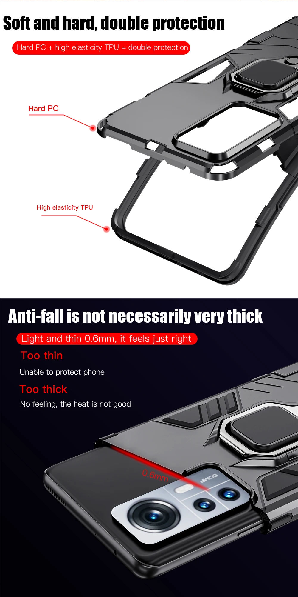 KEYSION Stoßfeste Rüstungshülle für Xiaomi 12 Lite 12S Pro 5G Silikon + PC-Ringständer Telefonrückseite für Xiaomi Mi 12 P_voghion.com